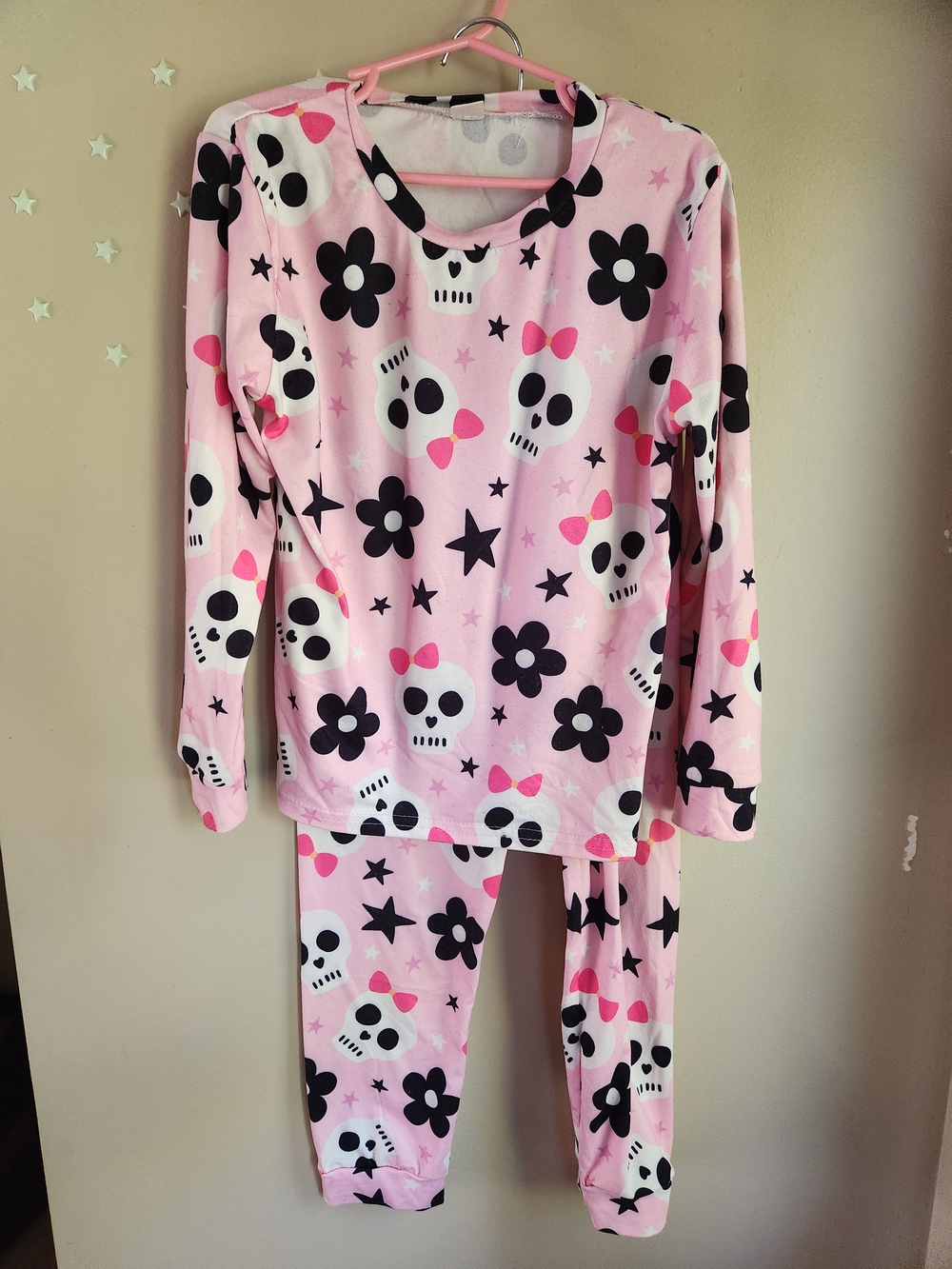 Kids Pink Skull & Flower Pajama Set
